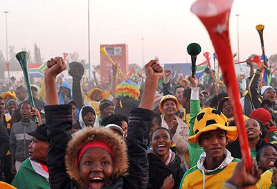 South African soccer fans watching the 2010 World Cup. 