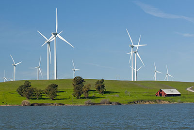 A wind turbine farm for clean, sustainable, energy production.