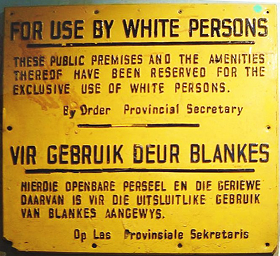 An apartheid sign in South Afric