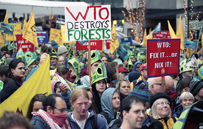 An anti-globalization protest in the US. 