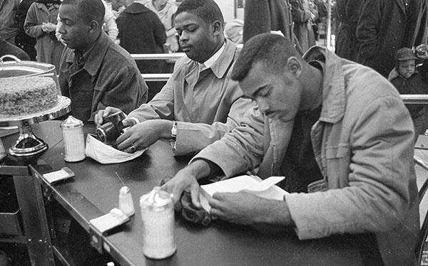 Civil Rights protesters at Woolworth's Sit-In, Durham, NC, 10 February, 1960