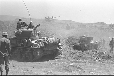 Israeli troops seizing the Golan Heights in the Six-Day War.