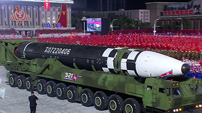 A North Korean missile on parade